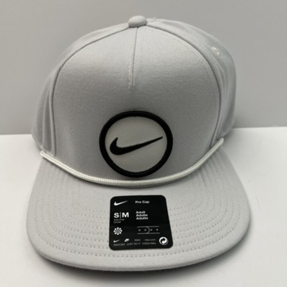 Nike Pro Cap Hat Adult S/M Flat Bill Snapback #HF7482-025 White Dri Fit Training